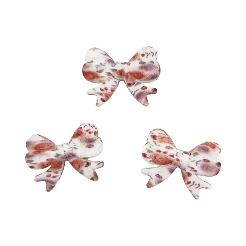 perles en silicone - Strik - Verticaal Rijggat - roses auburn - Blanc motif