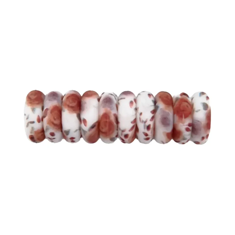 perles en silicone - 12 x 4 mm - Mini perle perle abacus - roses auburn sur blanc