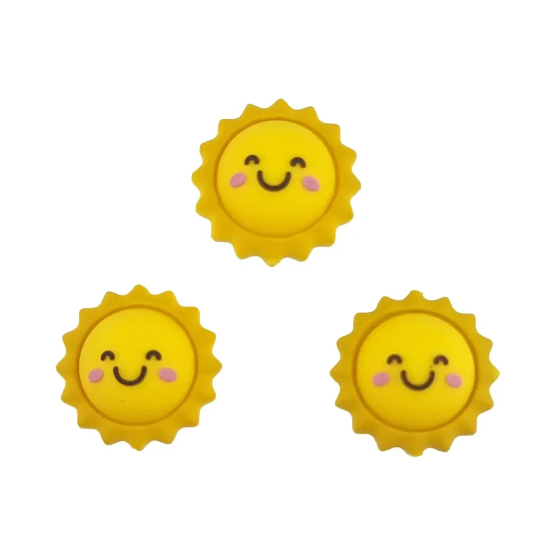 perle en silicone - Soleil 3D - Jaune Vif \ Evec