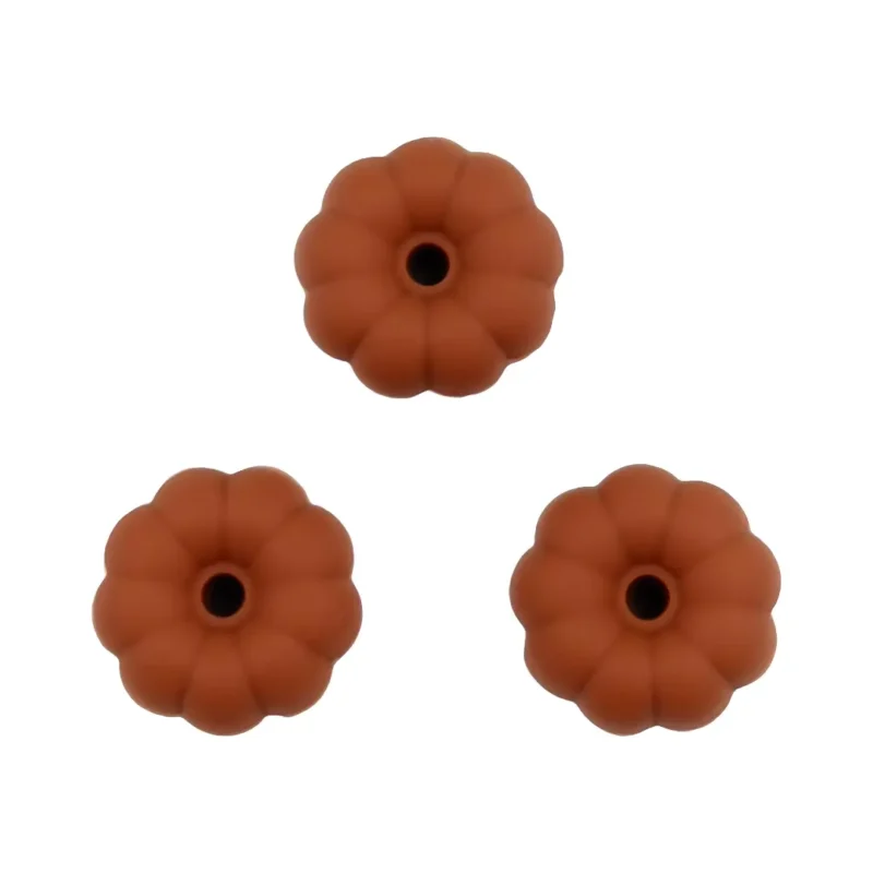 Siliconen kralen - 8 mm x 16 mm - Pompoen - S - Amber Bruin