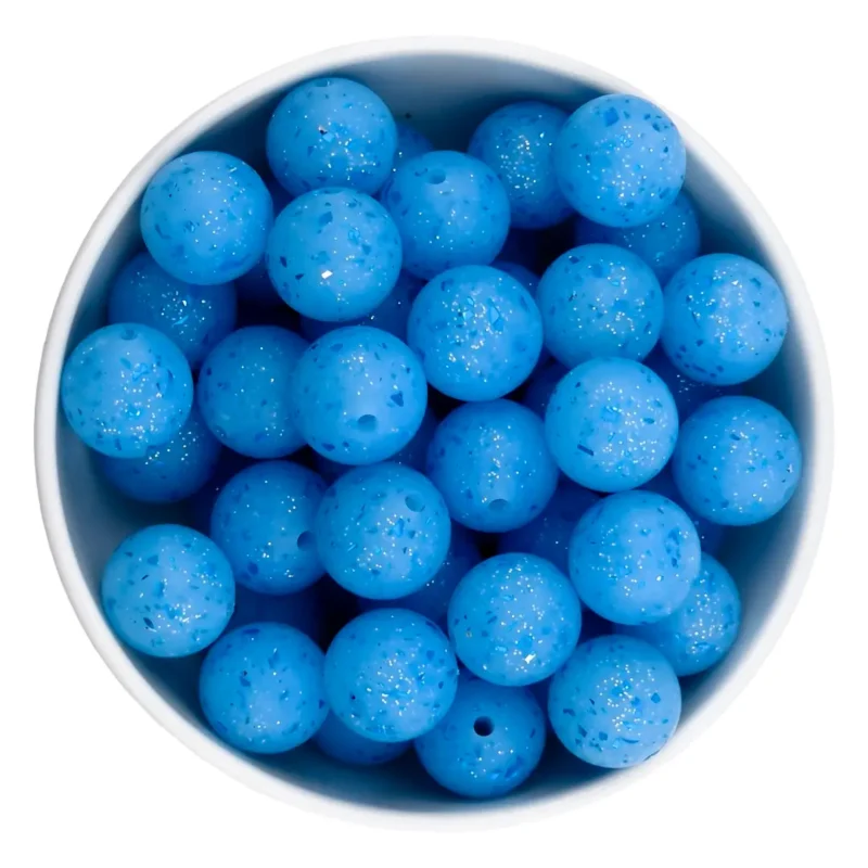 perles en silicone - 16 mm - Confetti - Bleu ciel