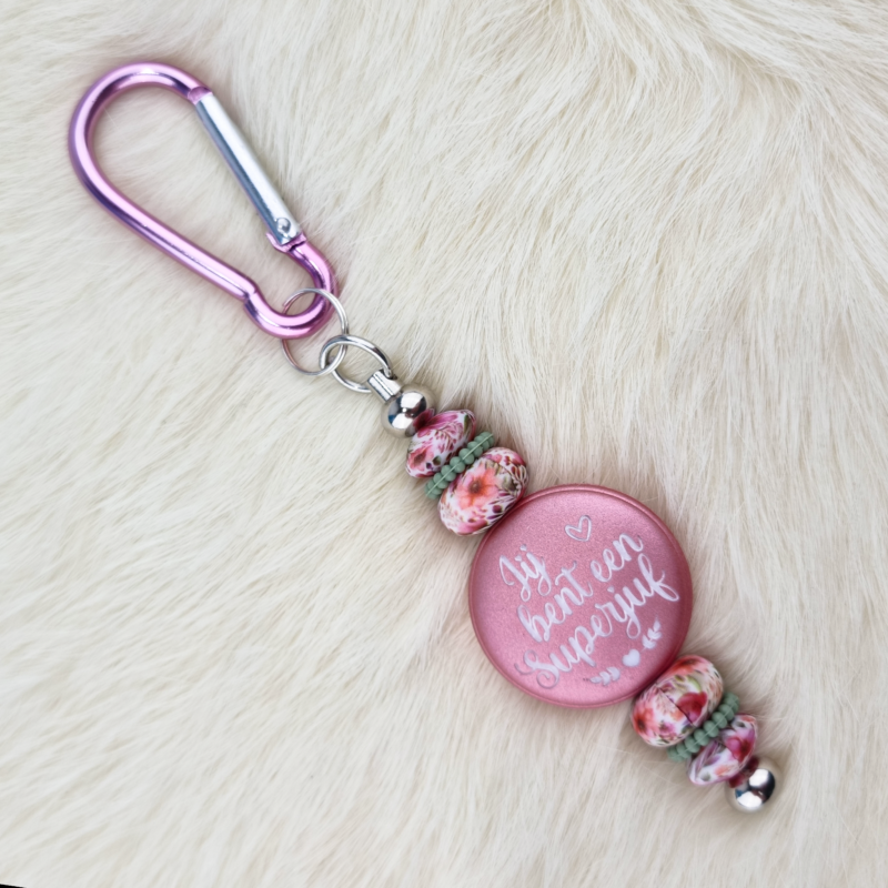 DIY Karabijn Bijou de sac / Porte-cl&eacute;s - Coquelicot Super Juf