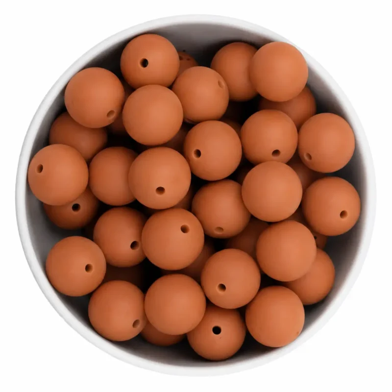 perles en silicone 9 mm - Rond - Brun ambre