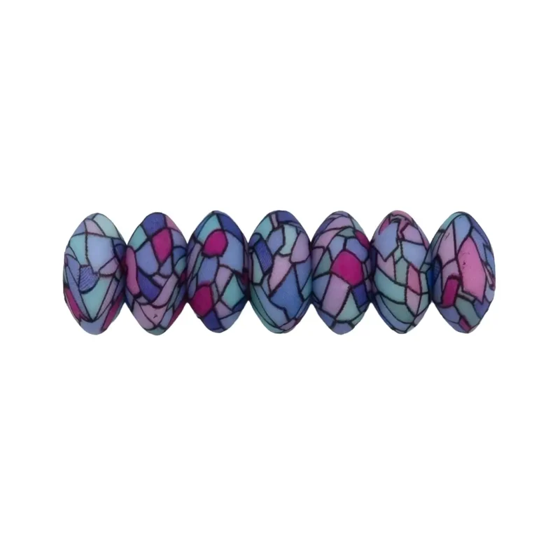 perles en silicone - ovale - 12 mm - vitrail motif