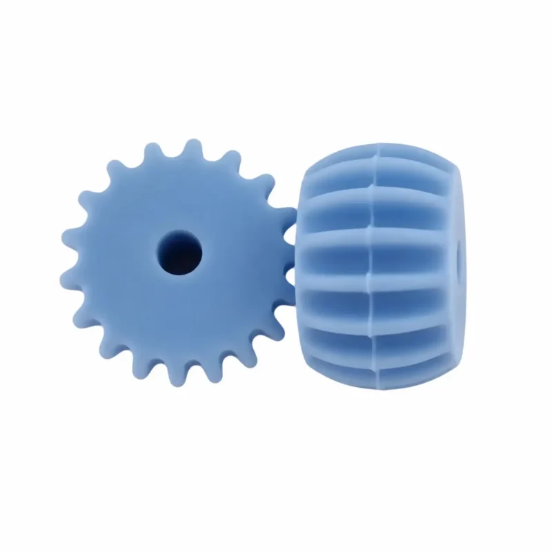 perles en silicone - 14 x 9 mm - Engrenage - Bleu poudr&eacute; moyen