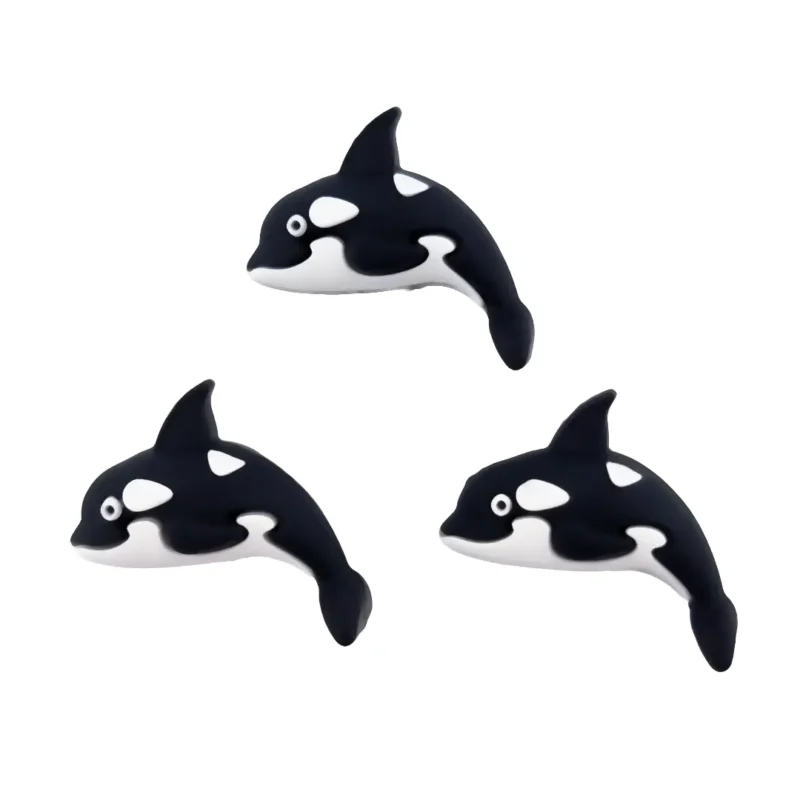 Silicone bead - 3D - Orca (small) - Black / White