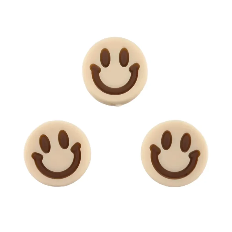 silicone bead - Smiley - 1 cm - Old Lace / Brownie
