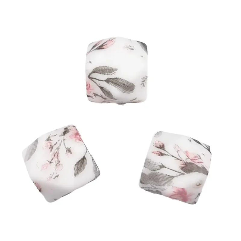 perles en silicone - hexagone - 14 mm - antique motif