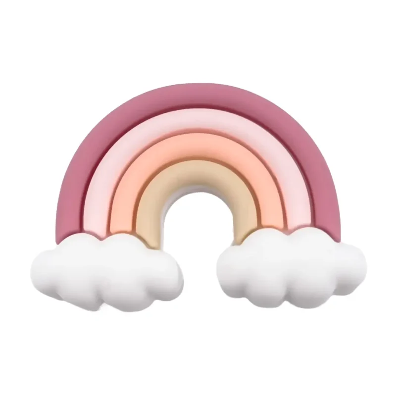 perle en silicone - 3D arc-en-ciel - Framboise