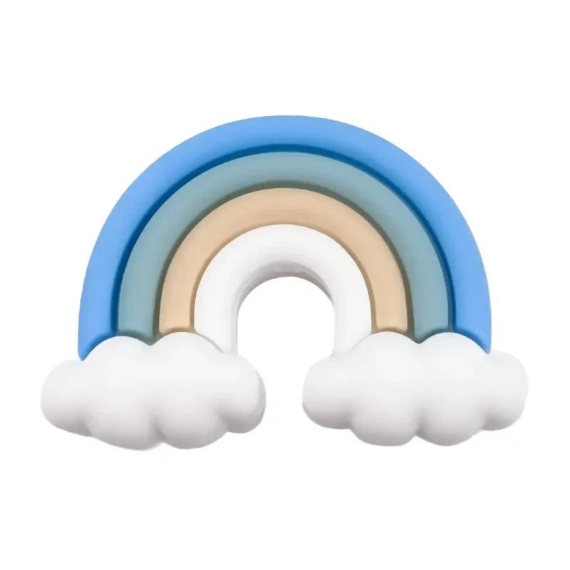 perle en silicone - 3D arc-en-ciel - Bleu poudr&eacute; clair