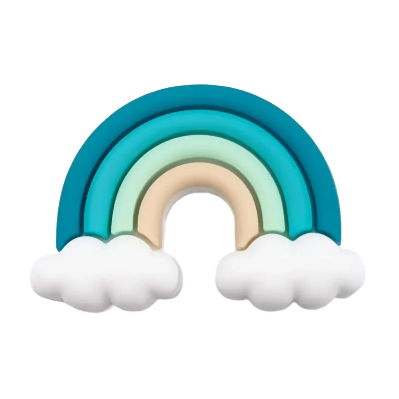 perle en silicone - 3D arc-en-ciel - Turquoise