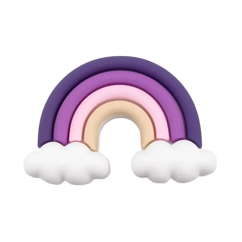 perle en silicone - 3D arc-en-ciel - Raisin cassis