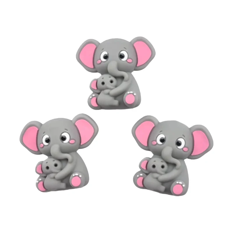 Silicone - 3D - M&egrave;re et Enfant &Eacute;l&eacute;phant - Gris clair