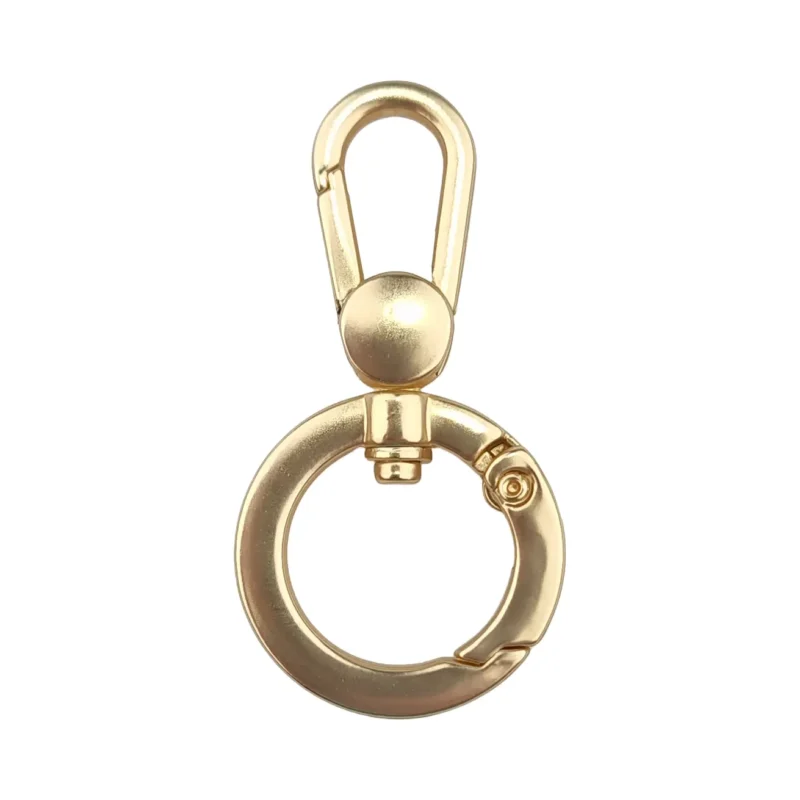 porte-cl&eacute;s - Double clip on anneau - 50 mm - Matte gold