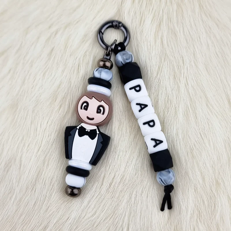 DIY Taschenanh&auml;nger / Schl&uuml;sselanh&auml;nger - Schwarz / Wei&szlig; Papa