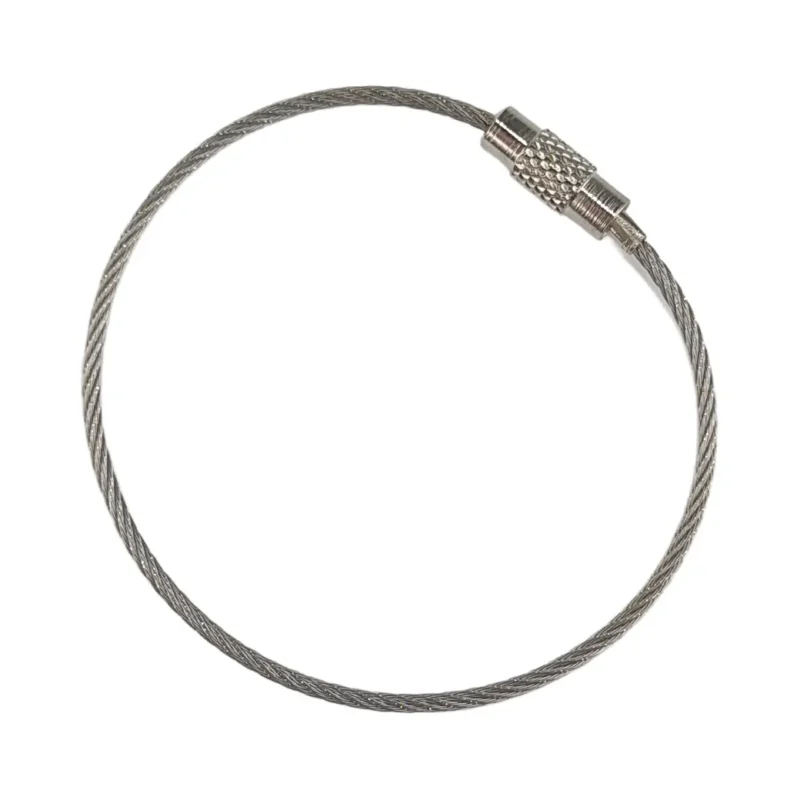 Steel wire ring with threaded Clasp - Silver - 16 cm