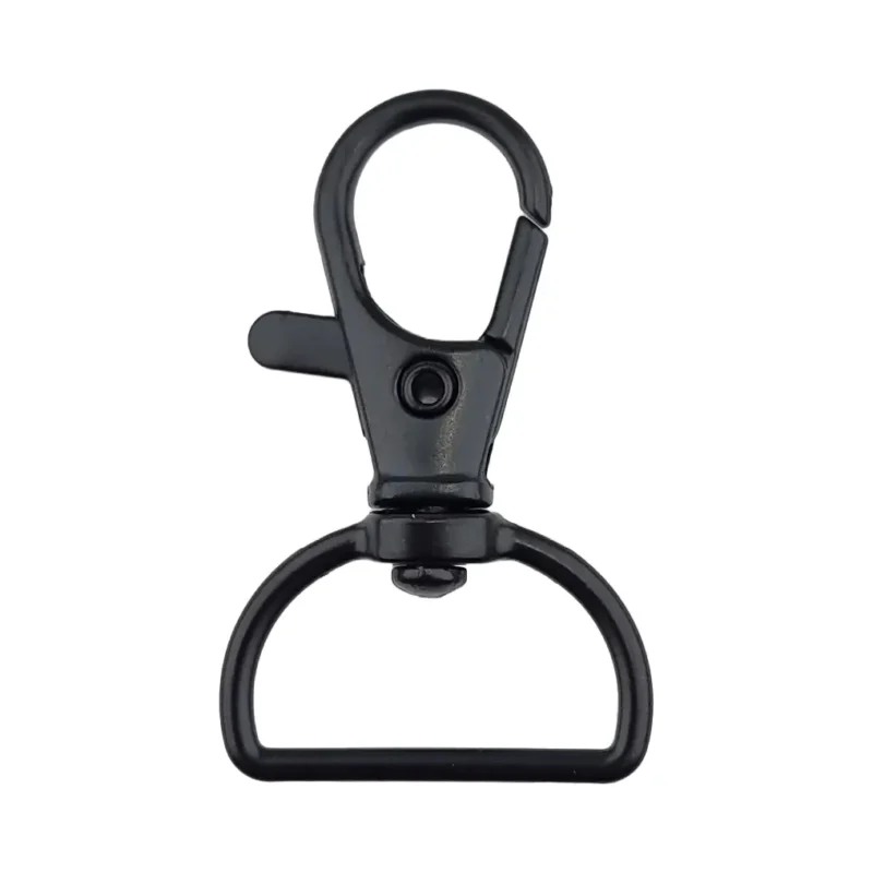 Porte-cl&eacute;s Mousqueton - Macram&eacute; - Noir - 39 x 24 mm - Moyen