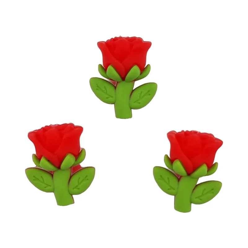 Siliconen kralen - 3D Roos - Brandweer Rood