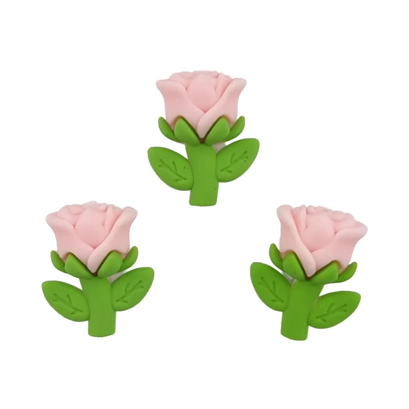 Siliconen kralen - 3D Roos - Zacht Roze