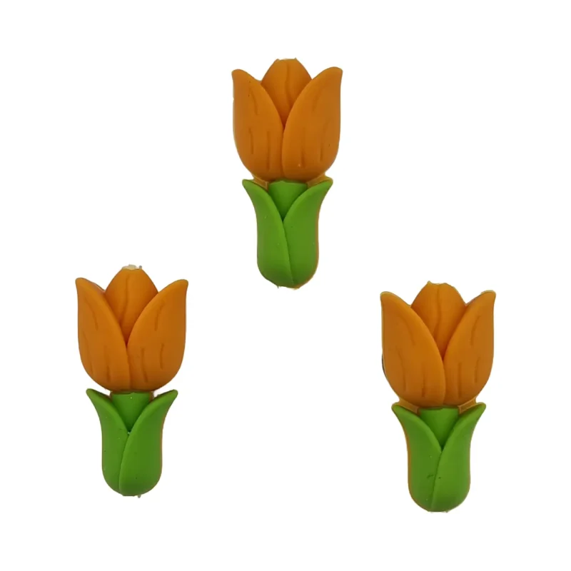 Siliconen kralen - 3D Tulp - Papaya
