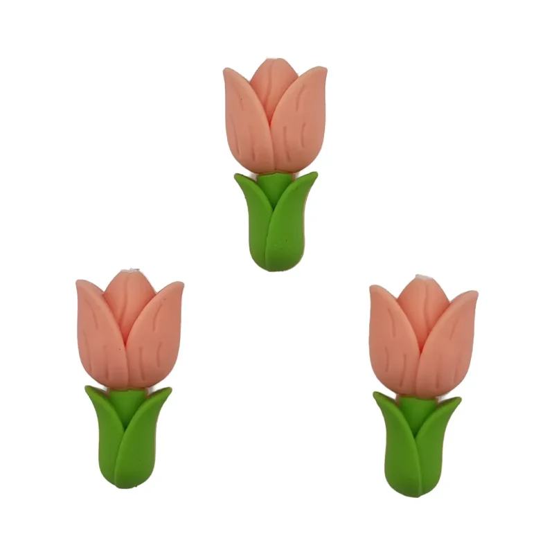 Siliconen kralen - 3D Tulp - Cantaloupe