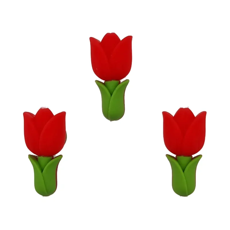 Siliconen kralen - 3D Tulp - Brandweer Rood