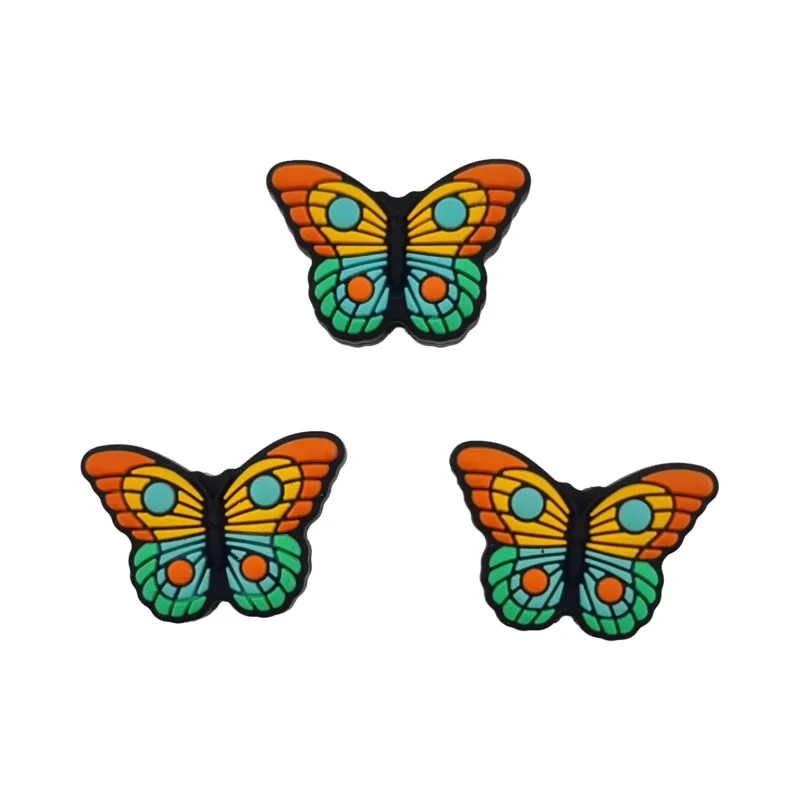 Siliconen kralen - Vlinder - Oranje / Geel / Groen