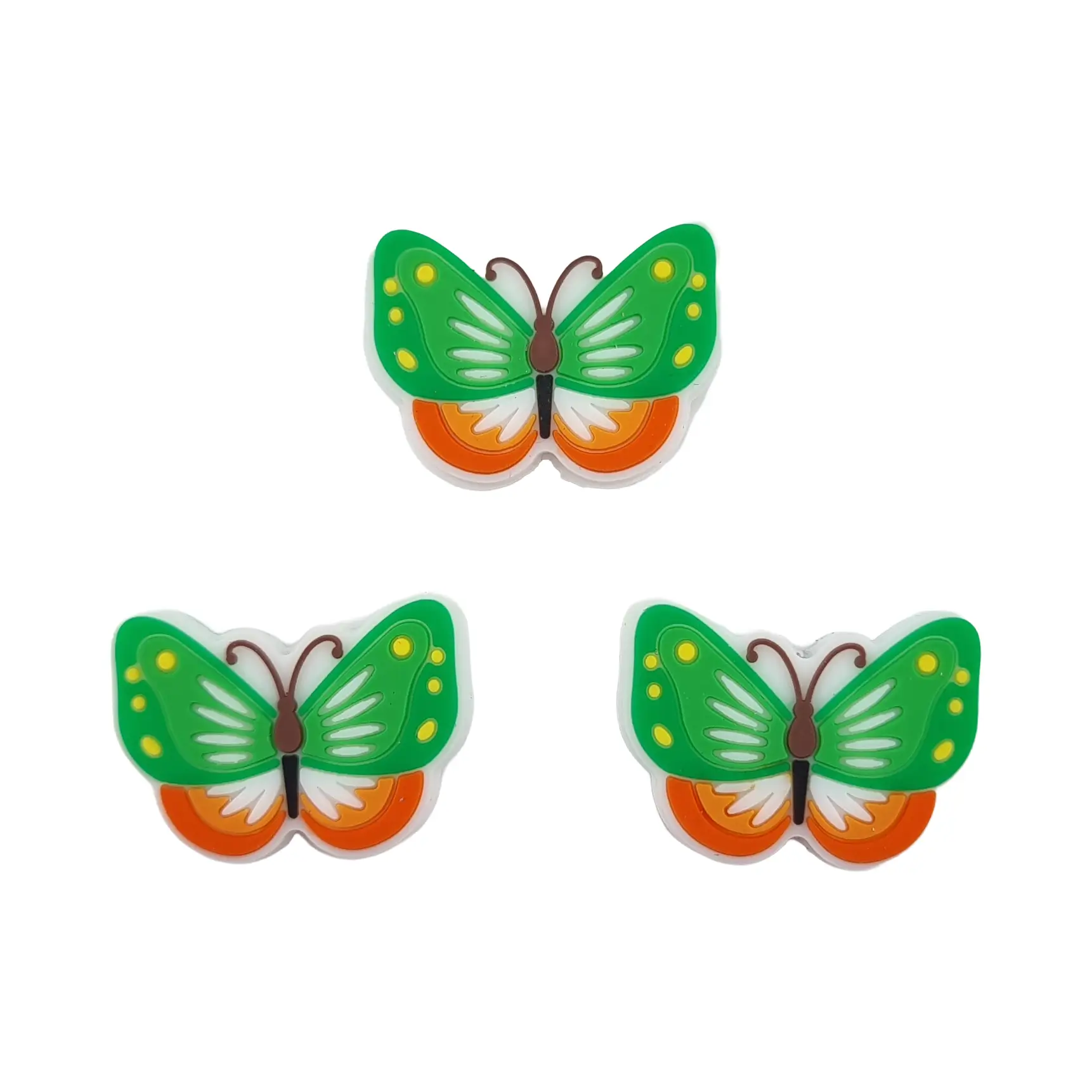 20260613_17025396 Siliconen kralen - Vlinder - Groen / Oranje / Wit - Afbeelding 1