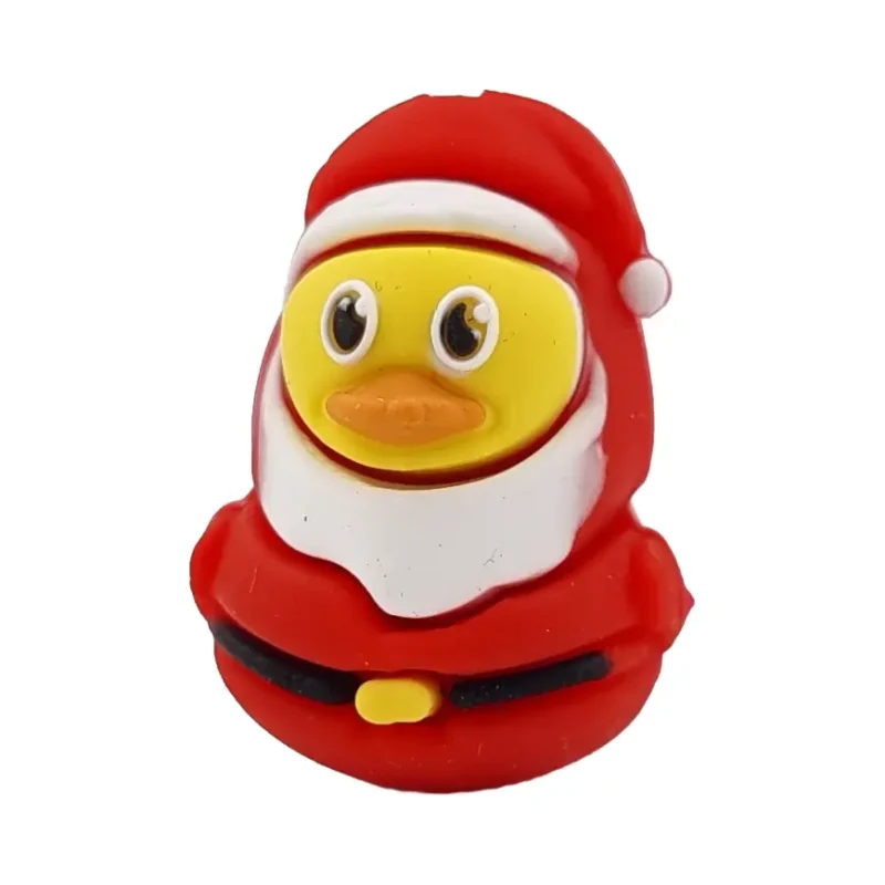 Siliconen Kraal - 3D - Kerst Badeend - Rood