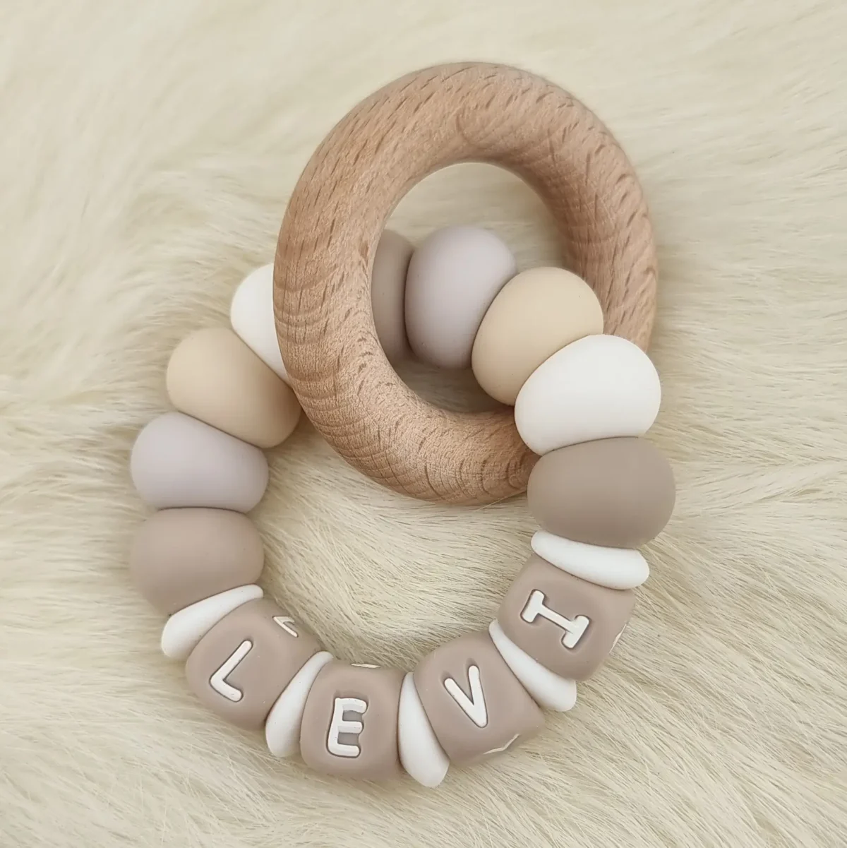 Combo Set - Speenkoord / Bijtring - Desert Sage Taupe - Afbeelding 2