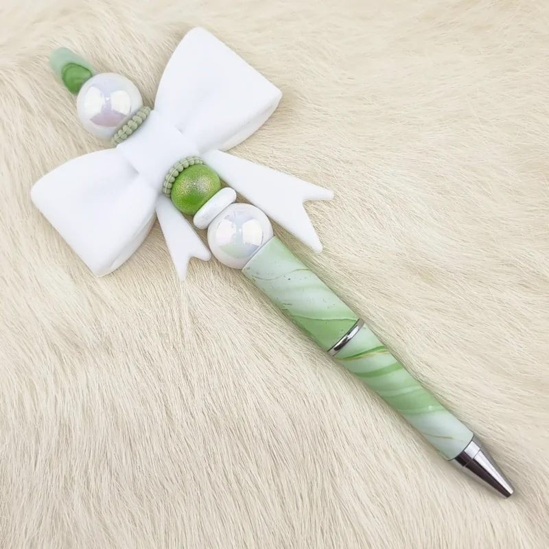 DIY Siliconen Kralen Pen - Marmer Pistache Strik
