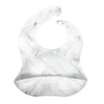 Silicone Bib (with Name) - Black White Marble
