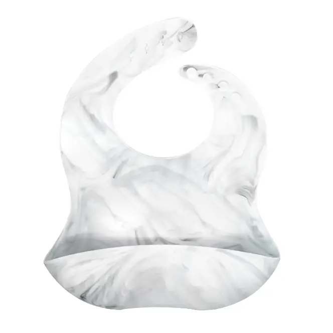 Silicone Bib - Black White Marble