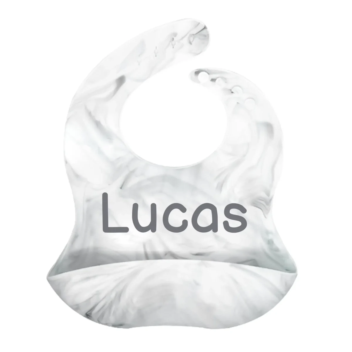 Silicone Bib (with Name) - Black White Marble - Afbeelding 2