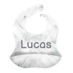 Silicone Bib (with Name) - Black White Marble - Afbeelding 2