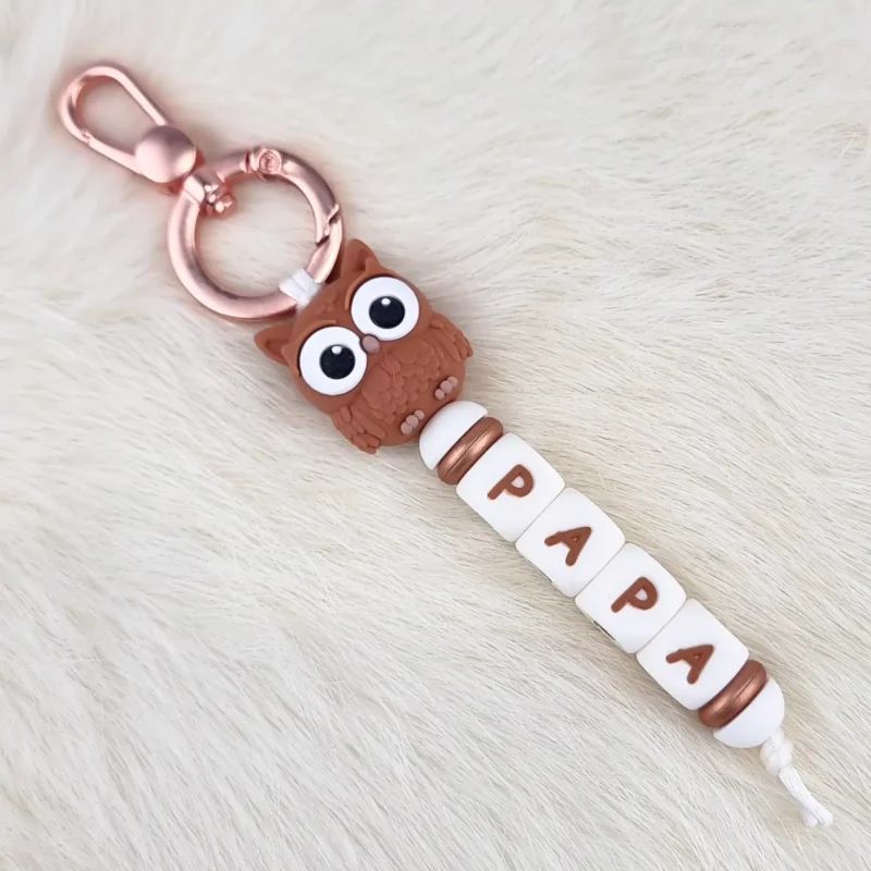 DIY keychain dad Nocti the Owl - Copper Amber Brown