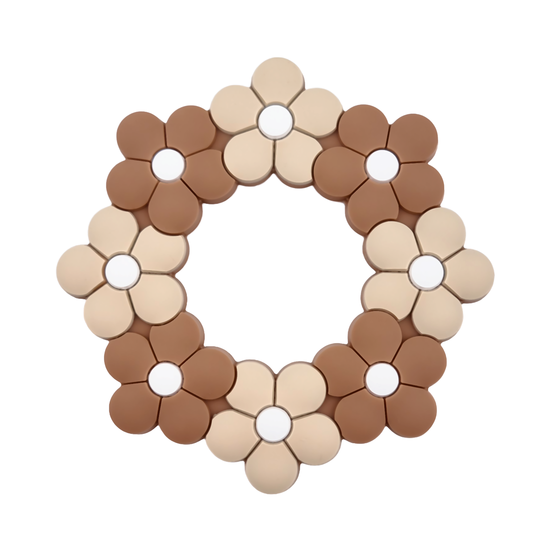 20260814_1616476 Siliconen bijtring - Bloem - Old Lace - Milk Chocolate - Afbeelding 1