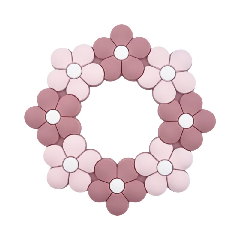 Siliconen bijtring - Bloem - Zacht Roze - Rose