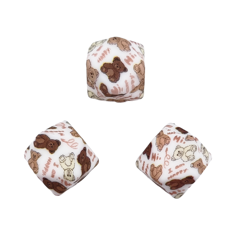 Siliconen kralen - Hexagon - 14 mm  - Beertjes Print